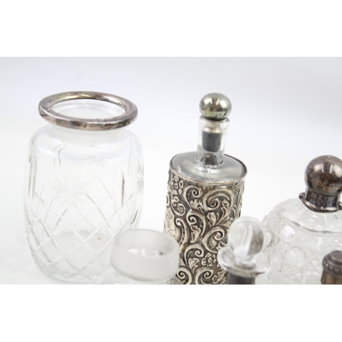 312 - 8 x Antique / Vintage .925 STERLING SILVER Detailed Jars / Flasks (1569g)