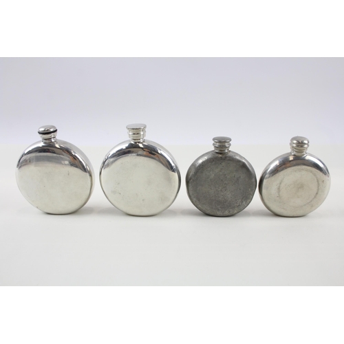 324 - Pewter Flasks Inc Charles Rennie Mackintosh Floral & Celtic Patter Engraving