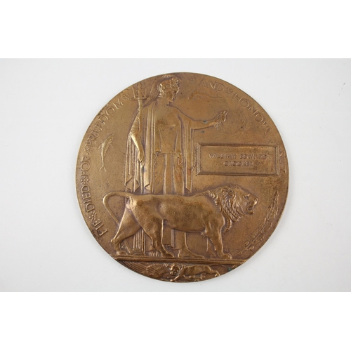 340 - WW1 Death Plaque and Holder Named William Edward Crocker