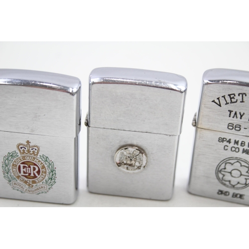 350 - Zippo Lighters Inc 1966 Vietnam 1980 Scottish Rite Masonic & '94 Royal Engineers