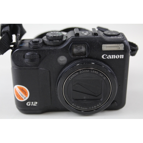 386 - Canon Powershot G12, DIGITAL COMPACT CAMERA w/ 5x Optical Zoom WORKING