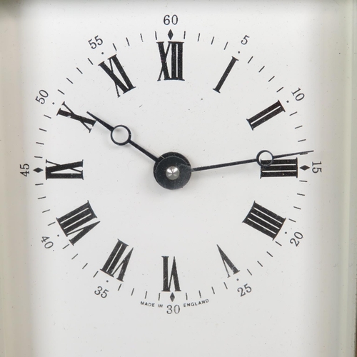 388 - Carriage clock with key - clock runs 110mm x 80mm - NO carry handle