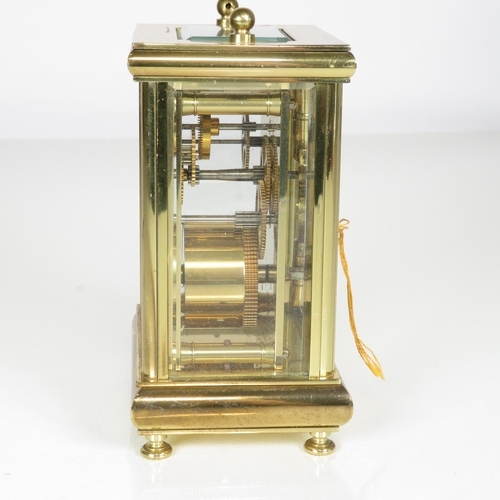 388 - Carriage clock with key - clock runs 110mm x 80mm - NO carry handle