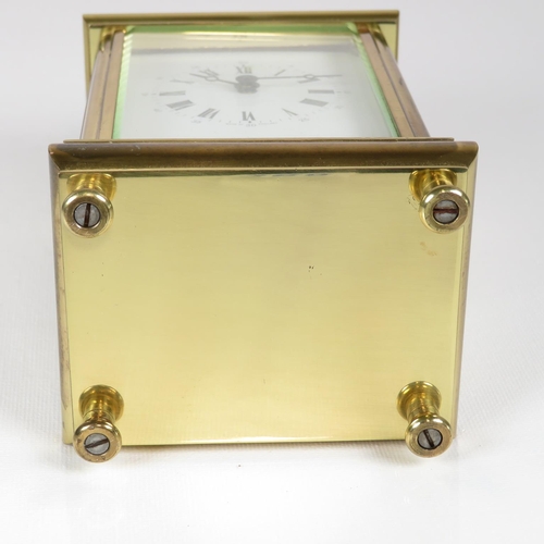 388 - Carriage clock with key - clock runs 110mm x 80mm - NO carry handle