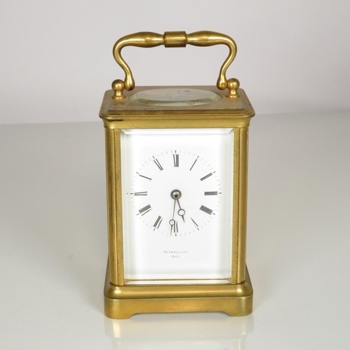 389 - Bell chiming carriage clock by Reynoldson Hull 120mm x 85mm clock is running