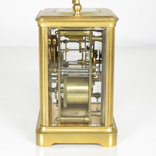 389 - Bell chiming carriage clock by Reynoldson Hull 120mm x 85mm clock is running