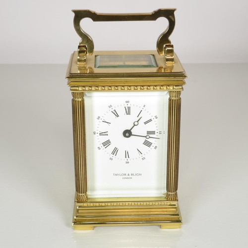 Mid sized carriage clock by Taylor and Bligh of London clock runs 125mm x 85mm