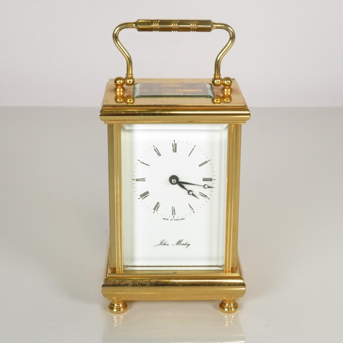 393 - Mid sized carriage clock by John Morley made in England clock runs 120mm x 80mm