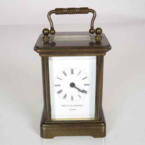 395 - Small Matthew Norman carriage clock - clock runs 80mm x 55mm