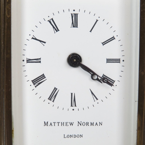 395 - Small Matthew Norman carriage clock - clock runs 80mm x 55mm