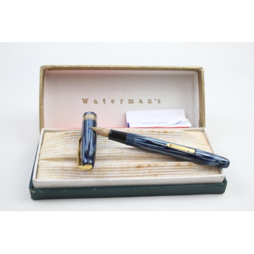 Vintage WATERMAN W5 Navy Fountain Pen w/ 14ct Gold Nib WRITING Boxed