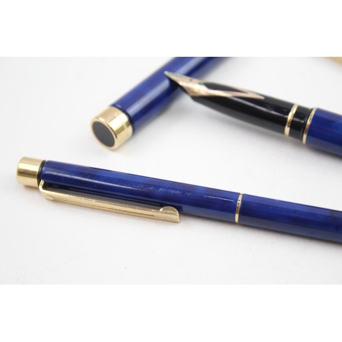 496 - Vintage SHEAFFER Targa Navy Lacquer Fountain Pen w/ 14ct Gold Nib,  Ballpoint