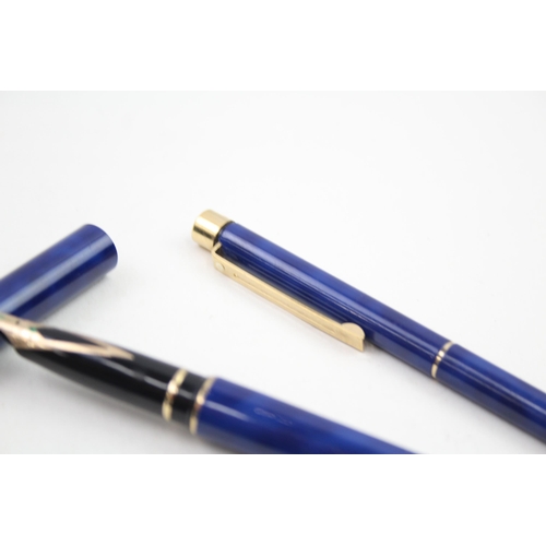 496 - Vintage SHEAFFER Targa Navy Lacquer Fountain Pen w/ 14ct Gold Nib,  Ballpoint