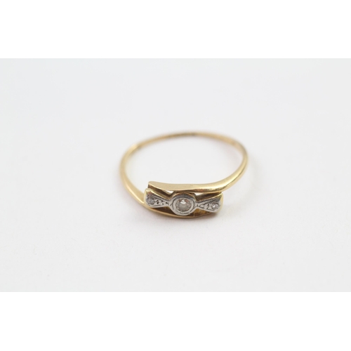 18ct gold & platinum early 20th century single cut diamond dress ring (1.6g)  - MISHAPEN - AS SEEN  Size  M