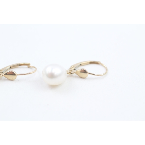 14ct gold cultured pearl drop earrings (2.7g)