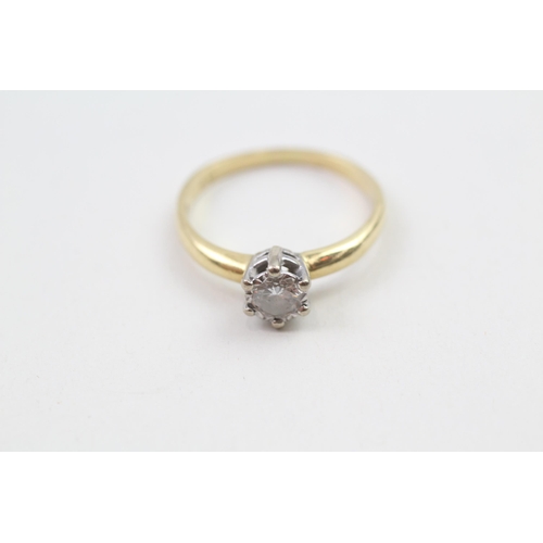 18ct gold round brilliant cut diamond solitaire ring (3.3g) Size  P