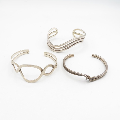 3x silver bangles  65.2g total weight
