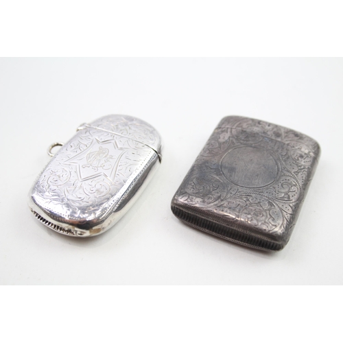 2 x Antique Victorian Hallmarked .925 Sterling Silver Vesta / Match Cases (68g)