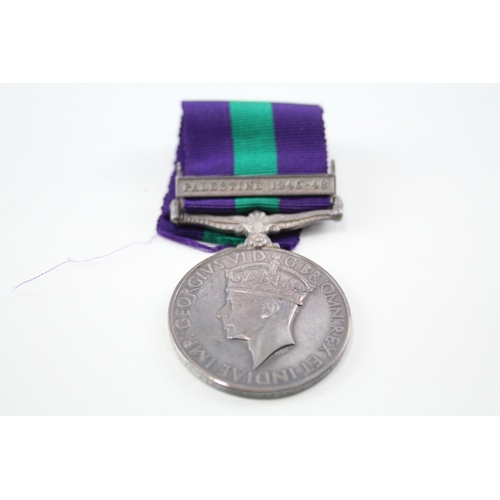 Boxed GV.I G.S.M Palestine 1945-48 Named 1532674 Pte. C.J Warran Herts Regt
