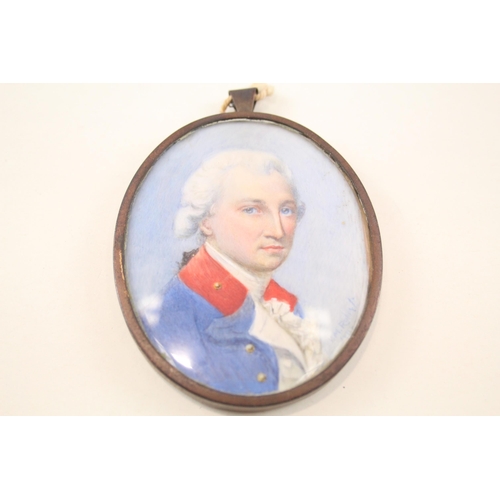 Antique Hand Painted Portrait in Brass Frame Signed and Dated Miniature