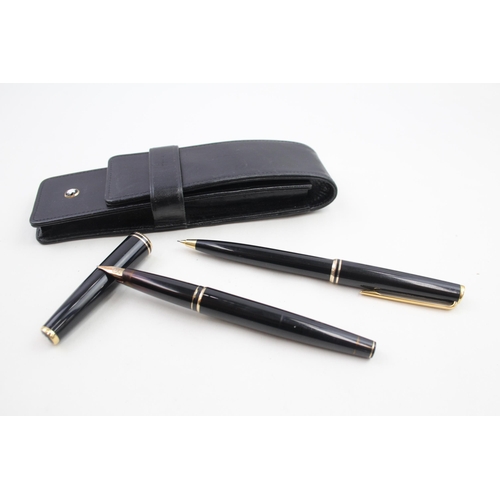 Vintaged MONTBLANC Classic Black Fountain Pen w/ 14ct Gold Nib, Ballpoint, Case