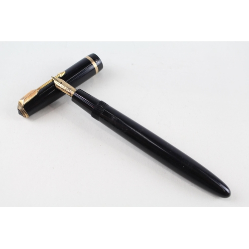 Vintage PARKER Senior Duofold Black Cased Fountain Pen w/ 14ct Gold Nib WRITING