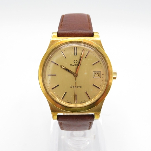 Omega Geneve Gents Vintage gold plated wristwatch.  Handwind.  Working.  Omega Calibre 1030.  Manual wind movement.  Movement no 35760873.  Caseback ref 1360102.  Circa 1972.