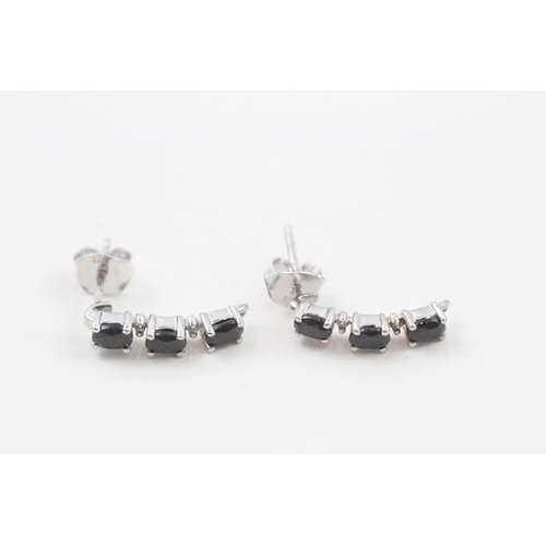 9ct white gold sapphire & diamonddrop earrings (1.9g)