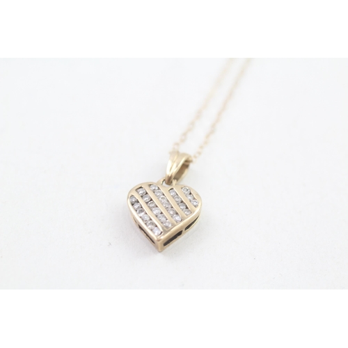9ct gold diamond heart pendant necklace (1.9g)