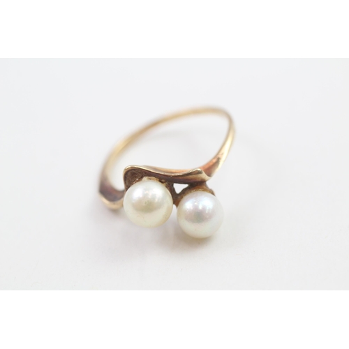 10ct gold cultured pearl toi et moi ring (2.8g) Size  R