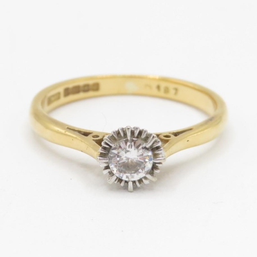 18ct gold vintage diamond solitaire ring (2.8g) Size  N