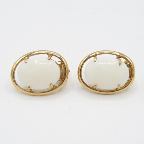 18ct gold opal clip & post earrings (9.7g)