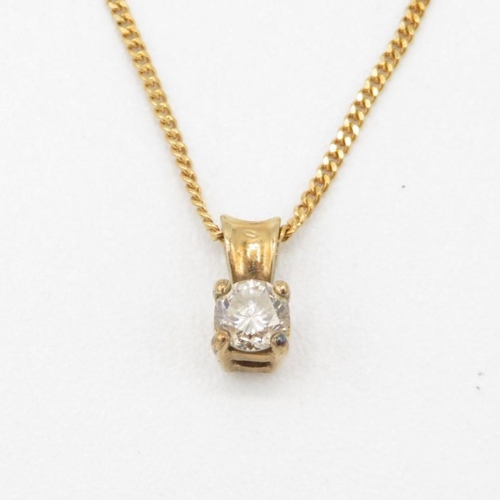 9ct gold round brilliant cut diamond pendant necklace (1.7g)