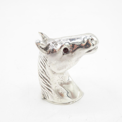 Horse Head HM 925 Sterling Silver Vesta in excellent condition with tight closing hinged lid and great detail (57.5g)