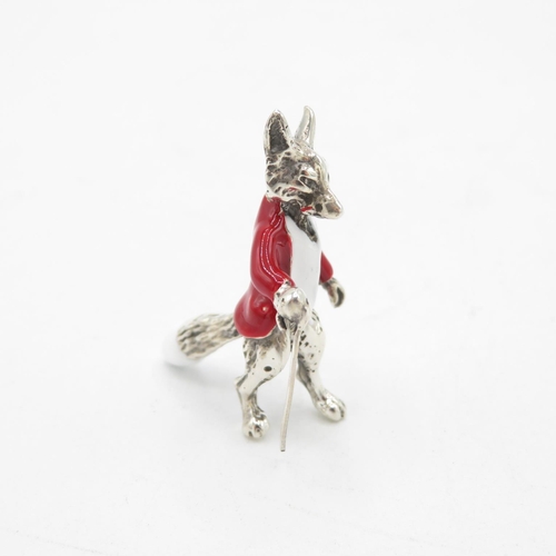 925 Sterling Silver HM Magnificent Mr. Fox silver and enamel character (12.6g)  35mm high in excellent condition