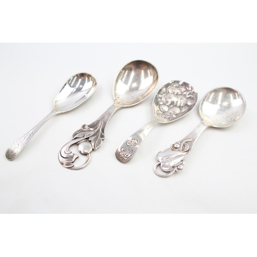 4 x Antique  Vintage .800 & .925 Sterling Silver Caddy Spoons Inc Victorian 66g