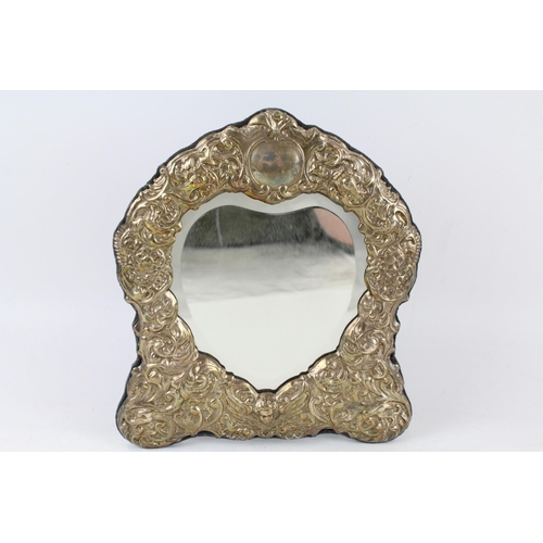 Vintage Hallmarked 1996 Sheffield Sterling Silver Cherub Detailed Mirror (692g)