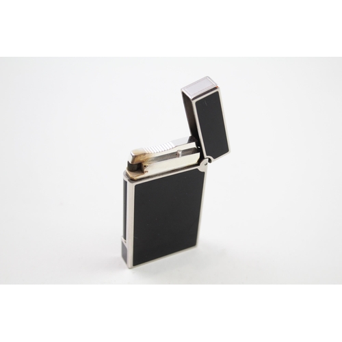 S.T DUPONT France Silver Plated & Black Lacquer Cigarette Lighter (80g)