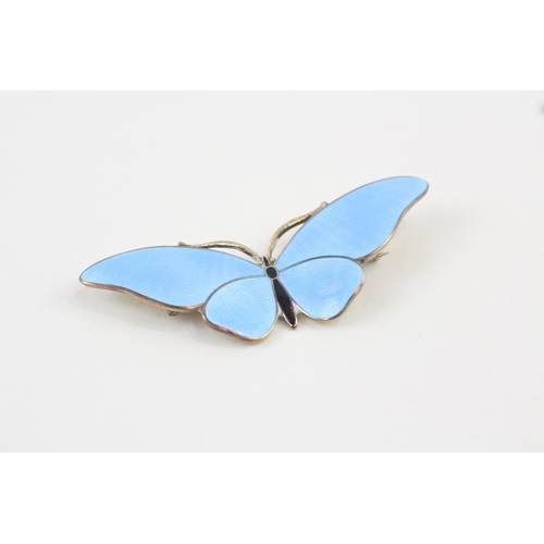 Silver enamel butterfly brooch by Gustav Hellstrom (13g)