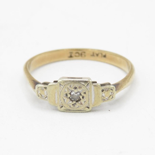 9ct gold & platinum antique single cut diamond solitaire ring (1.8g) Size  L 1/2