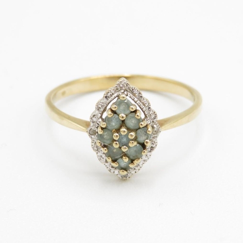9ct gold blue topaz & diamond dress ring (1.8g) Size  P