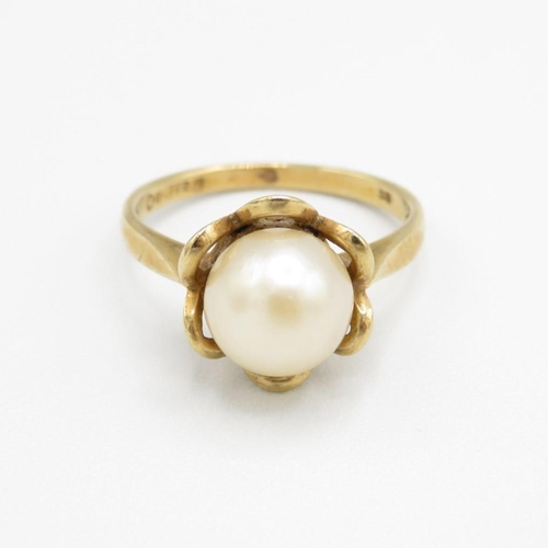 9ct gold vitage cultured pearl dress ring (3.3g) Size  L 1/2