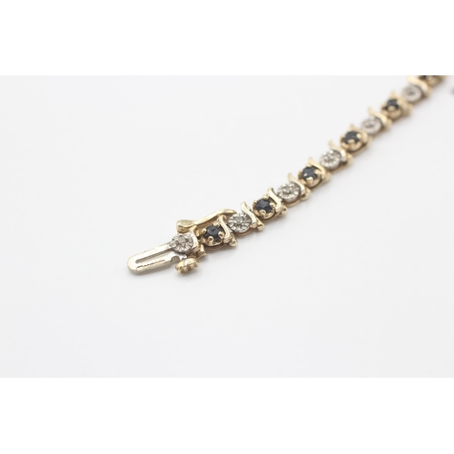 9ct gold sapphire & diamond line bracelet  6.6 g