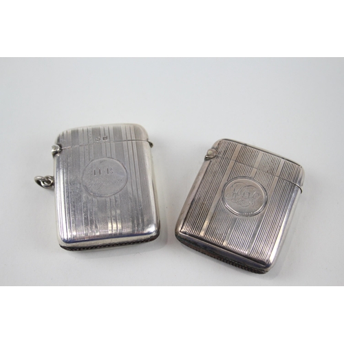 2  x Antique .925 Sterling Silver Vesta / Match Cases Inc Victorian Etc (69g)