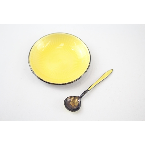 DAVID ANDERSON .925 Sterling Silver Yellow Guilloche Enamel Salt Dish (26g)