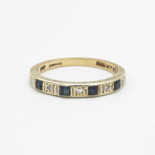 9ct gold vintage sapphire & diamond half eternity ring Size  O 2.4 g