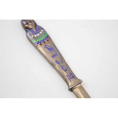 333 - Antique Egyptian enamel sterling silver pencil pendant fob (4g)