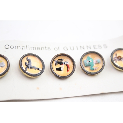 363 - Antique reverse carved glass novelty Guinness button set (18g)