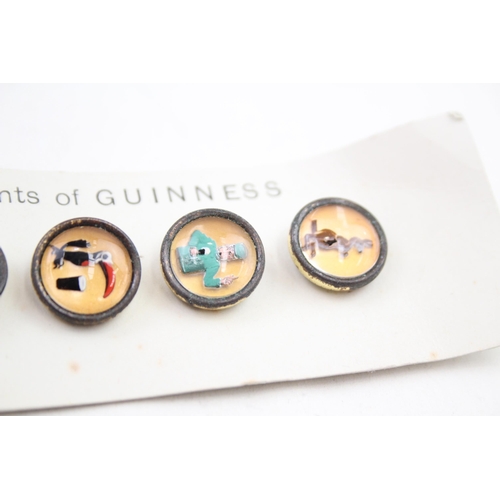 363 - Antique reverse carved glass novelty Guinness button set (18g)