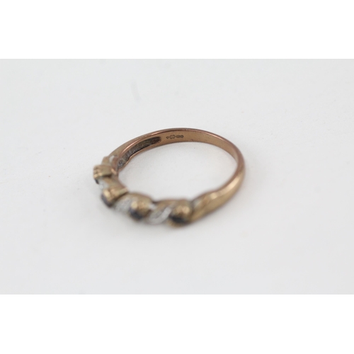 160 - 9ct gold diamond & sapphire seven stone ring Size  N - 2 g